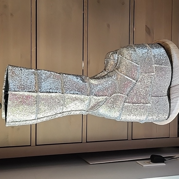 DEMONIA STACK 301G SIZE 8 SILVER GLITTER BOOTS - Picture 7 of 14